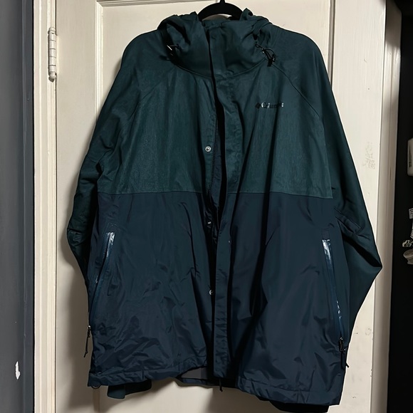 Dark blue Colombia windbreaker jacket with hood - Picture 1 of 4
